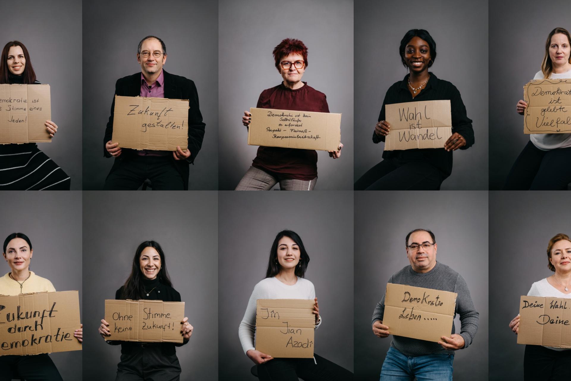 Collage Caritas Demokratie Kampagne